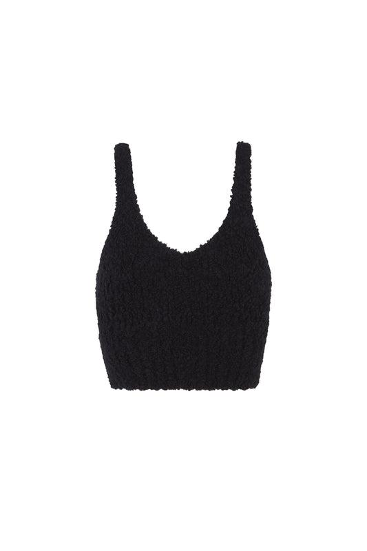 Tender, black baby camel and silk knit top