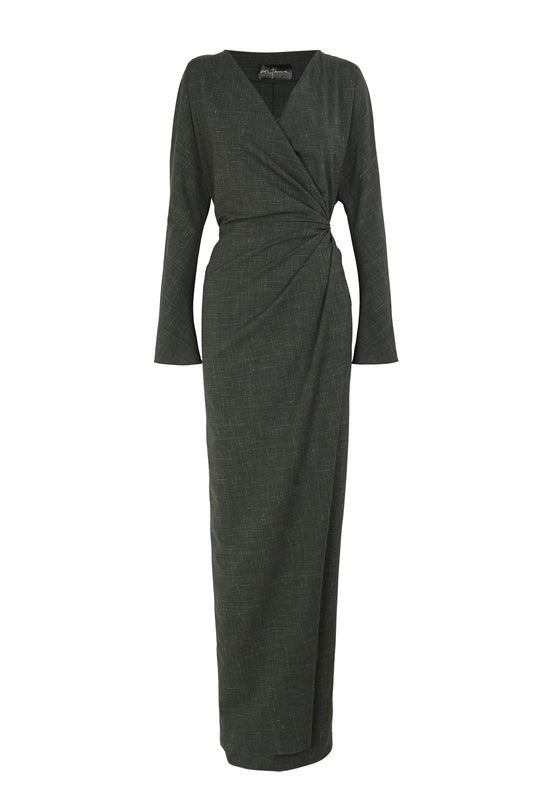 Tiempo, vestido envolvente verde jacquard