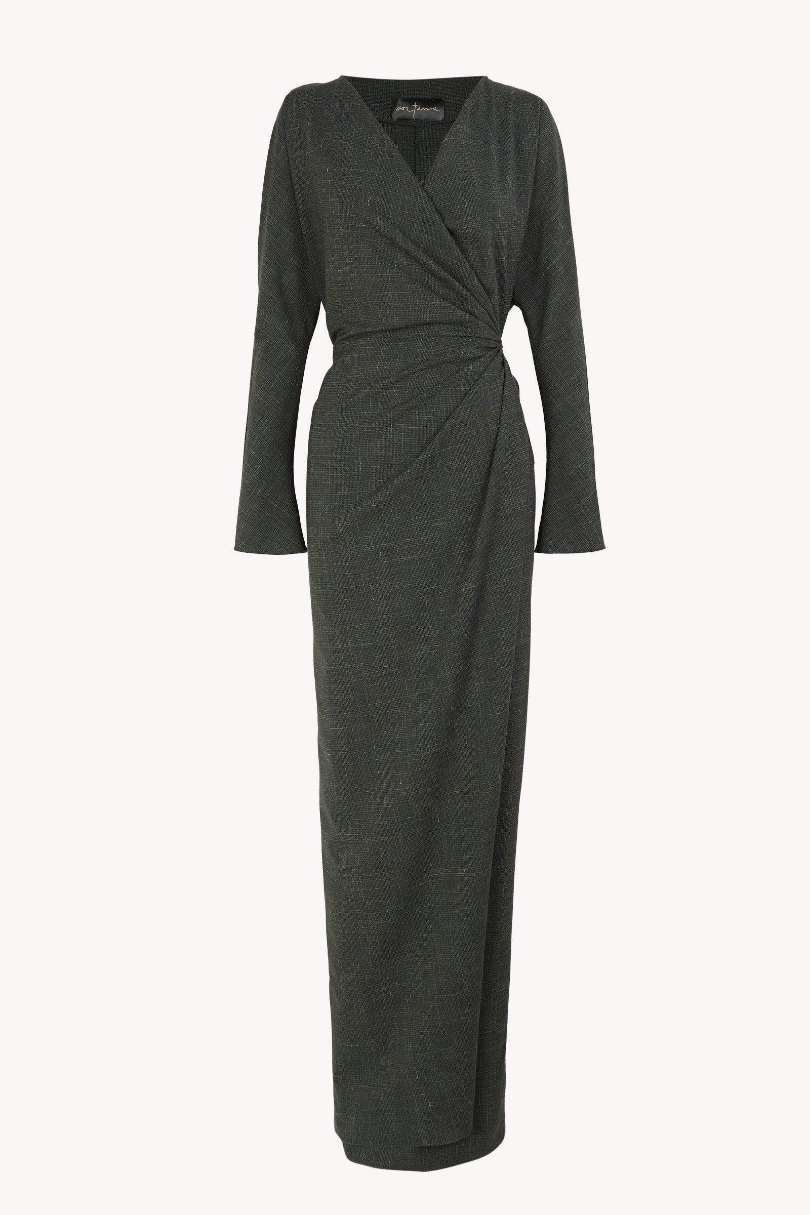 Tiempo, vestido envolvente verde jacquard