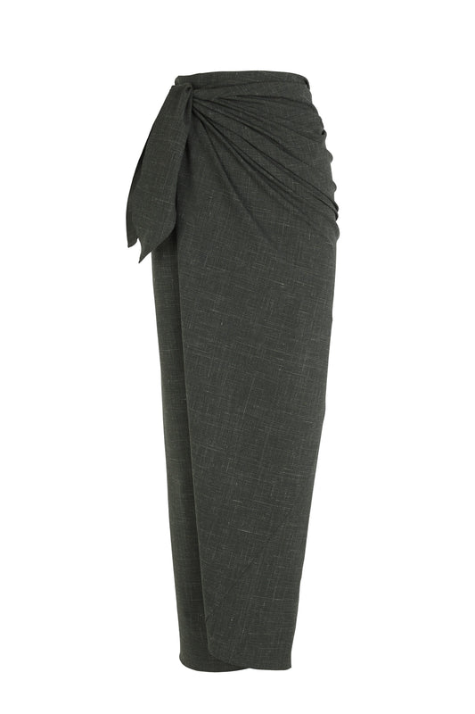 Tiempo, green jacquard wrap skirt