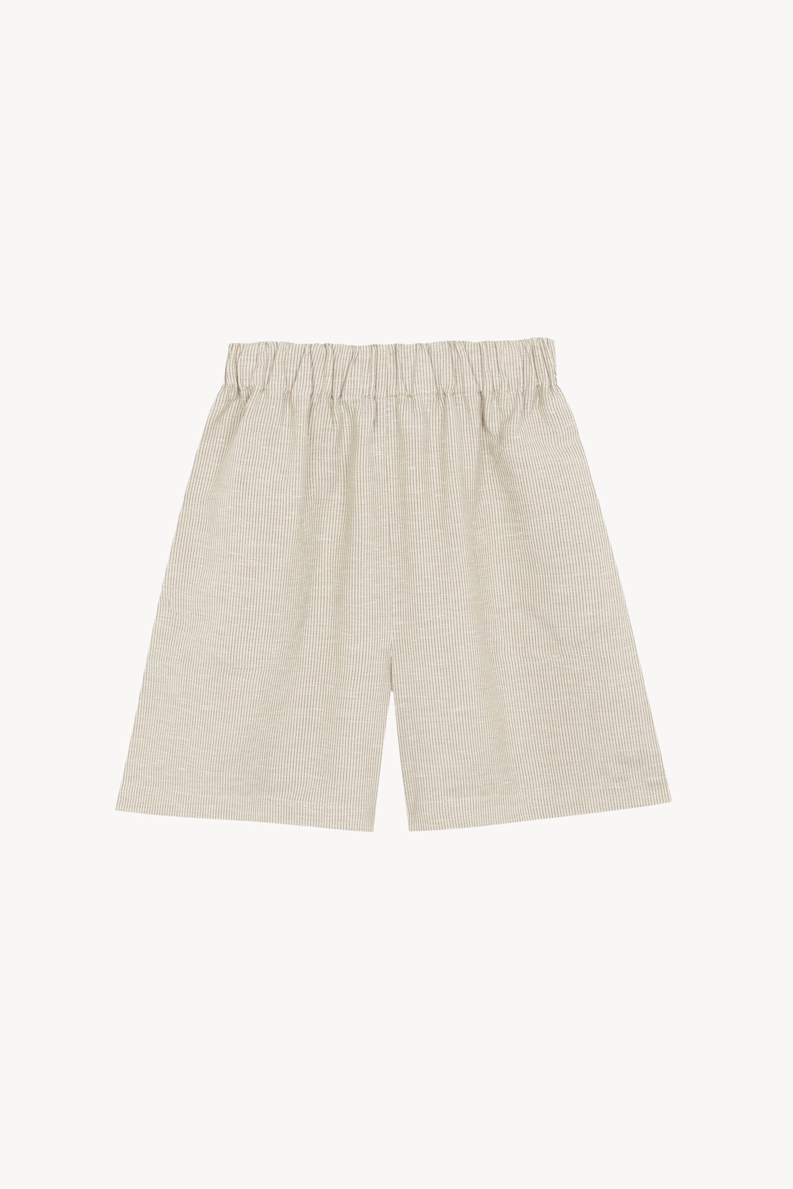 Tilo, gray and brown striped shorts