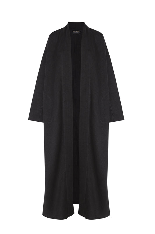 Tourmaline, black linen coat