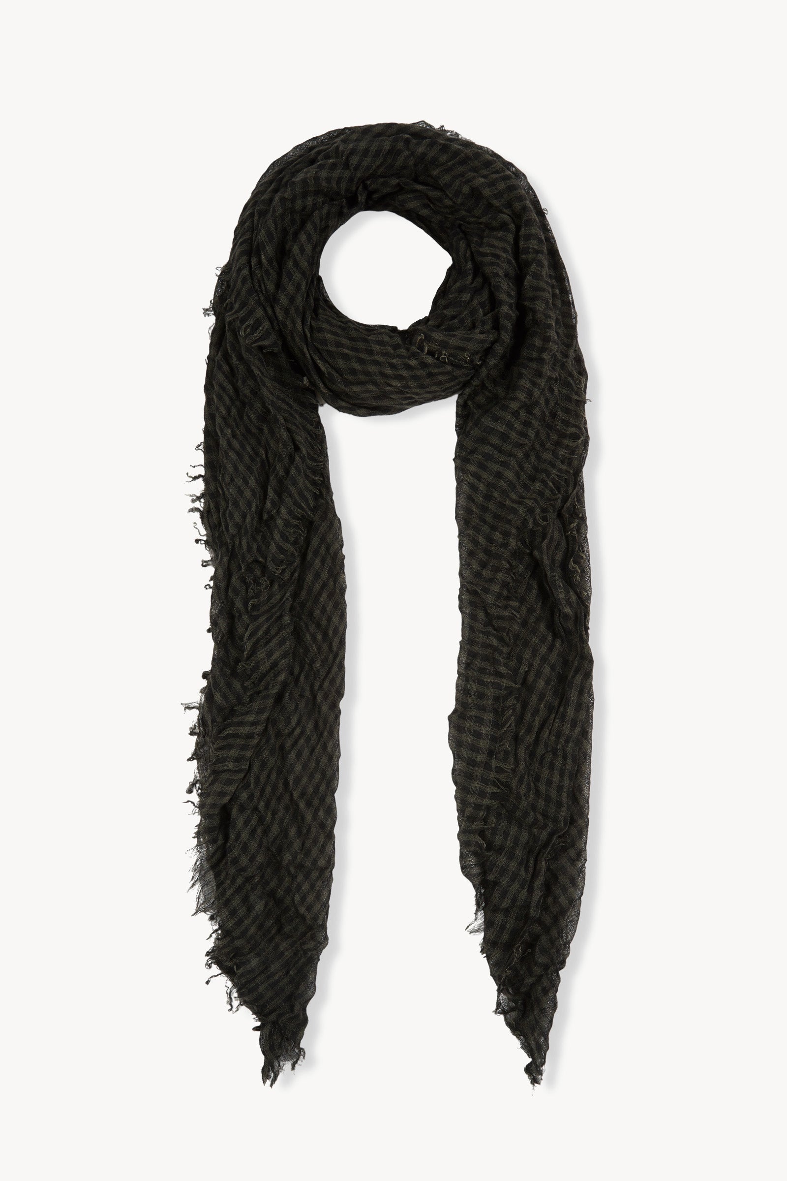 Trevor, dark green checked vichy scarf in cashmere and silk
