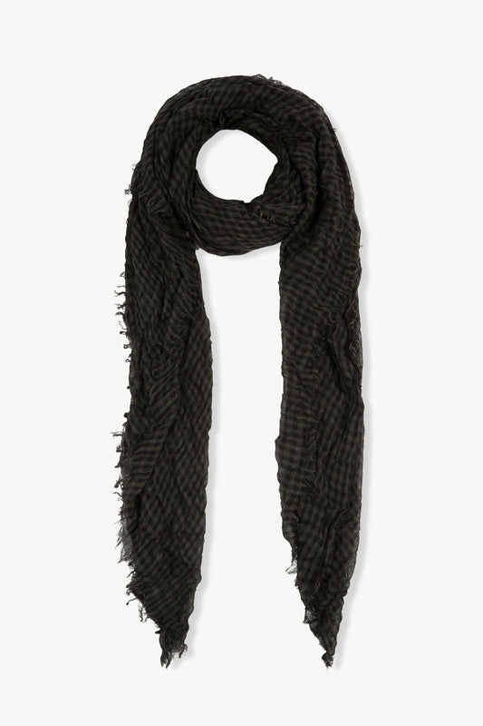Trevor, dark green checked vichy scarf in cashmere and silk