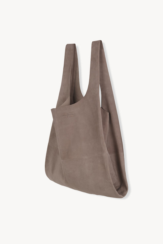 U XL, cocoa suede bag