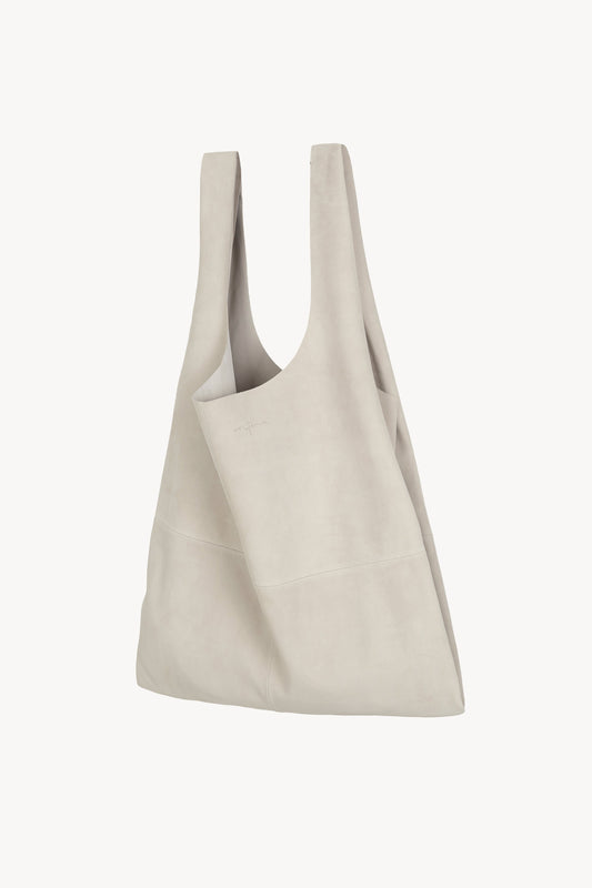 U XL, stone suede bag