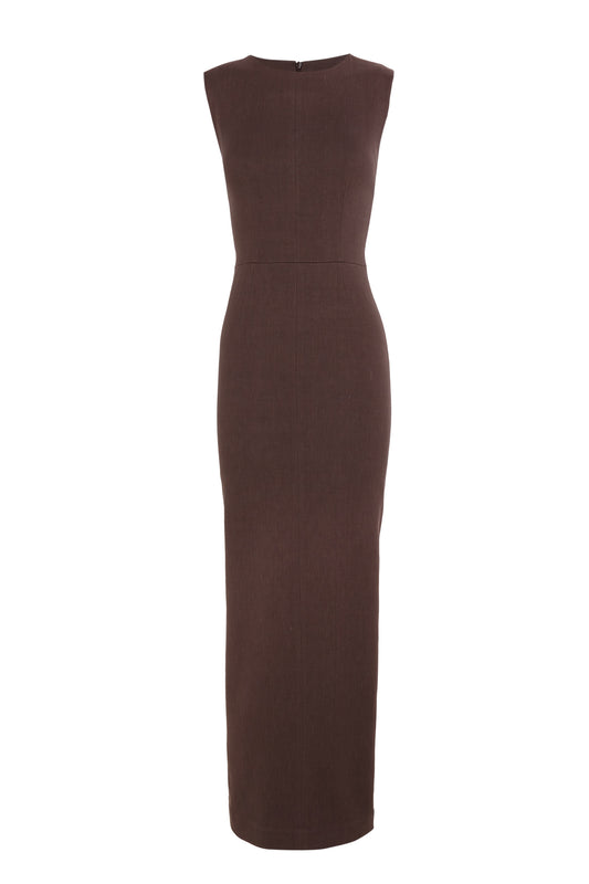 Umbra, vestido entallado marron morado