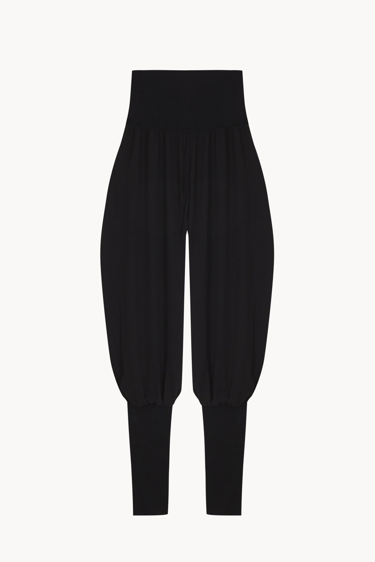 Utopico, black gathered-hem harem trousers