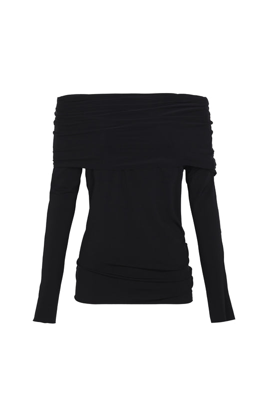 Velora, top de cupro stretch negro