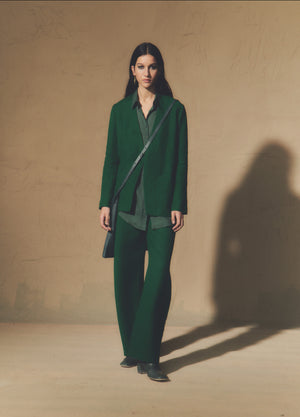 Vienna, emerald green linen and virgin wool jacket