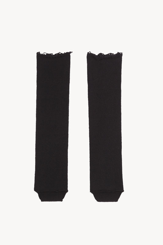 Winter, black wool and cashmere leg warmers