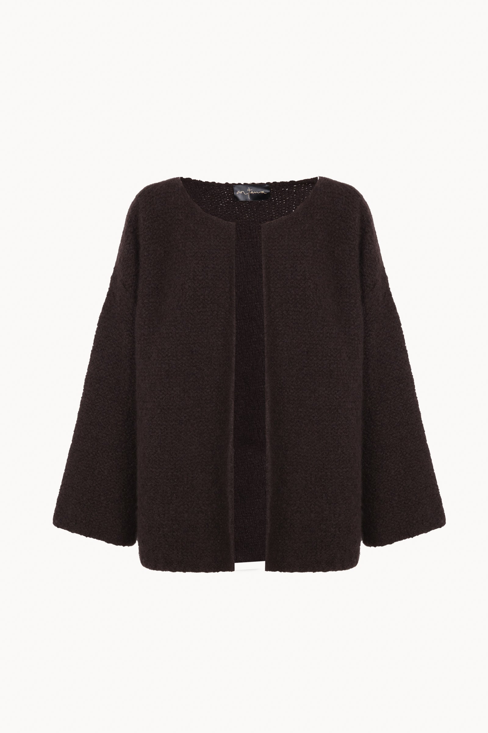 Yara, chaqueta de punto de cachemir y seda marron burdeos
