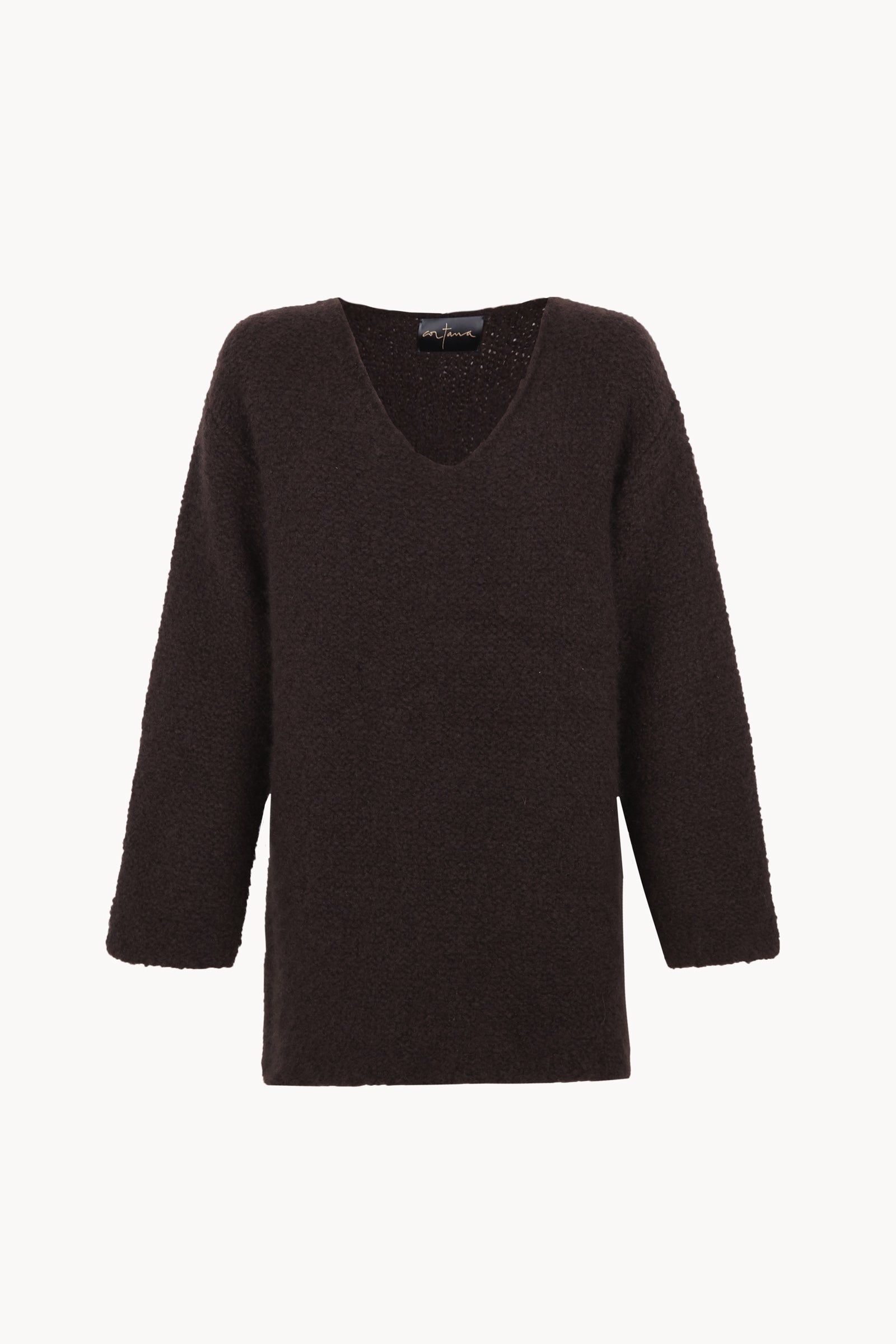 Yara, jersey de cachemir y seda marron burdeos