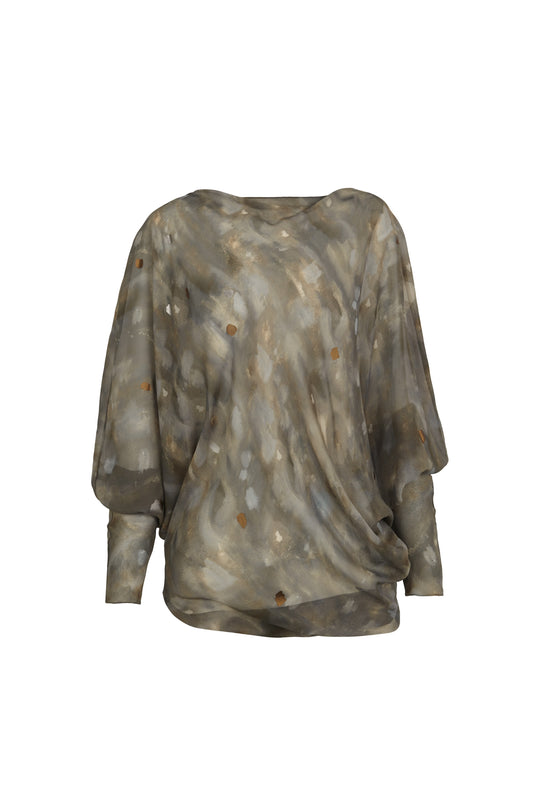 Zenith, top de seda grey metal print