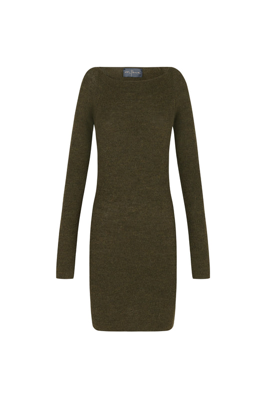 Zico, khaki mini dress in baby alpaca and merino wool