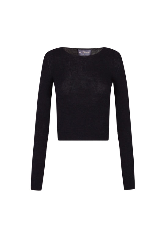 Zico, jersey en baby alpaca y lana merino negro