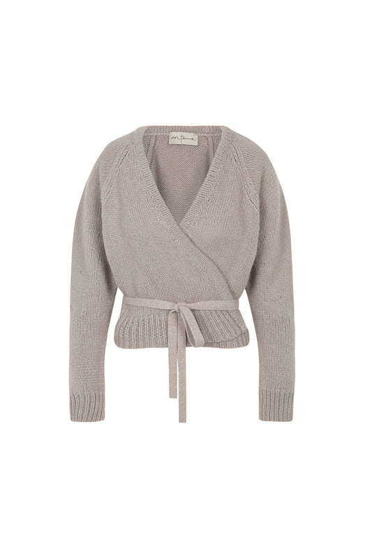 Gather, beige merino wool and silk alpaca knitwear jacket