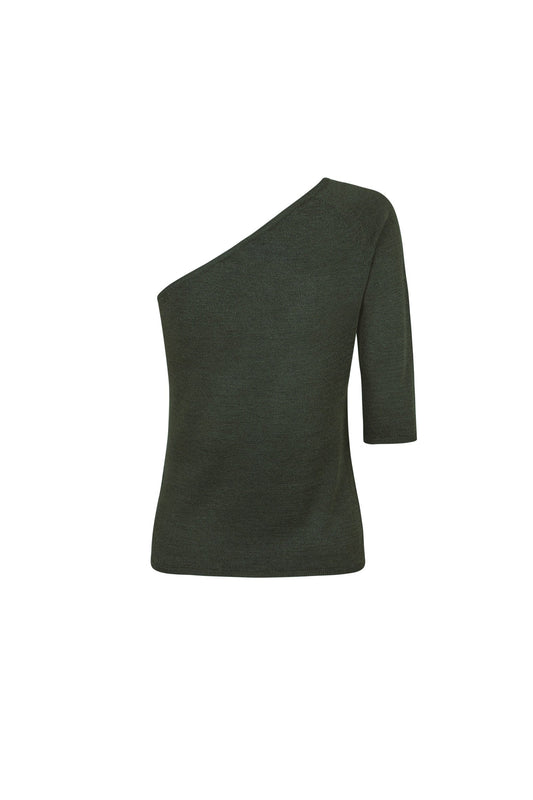 Airi, jade silk knit asymmetric top
