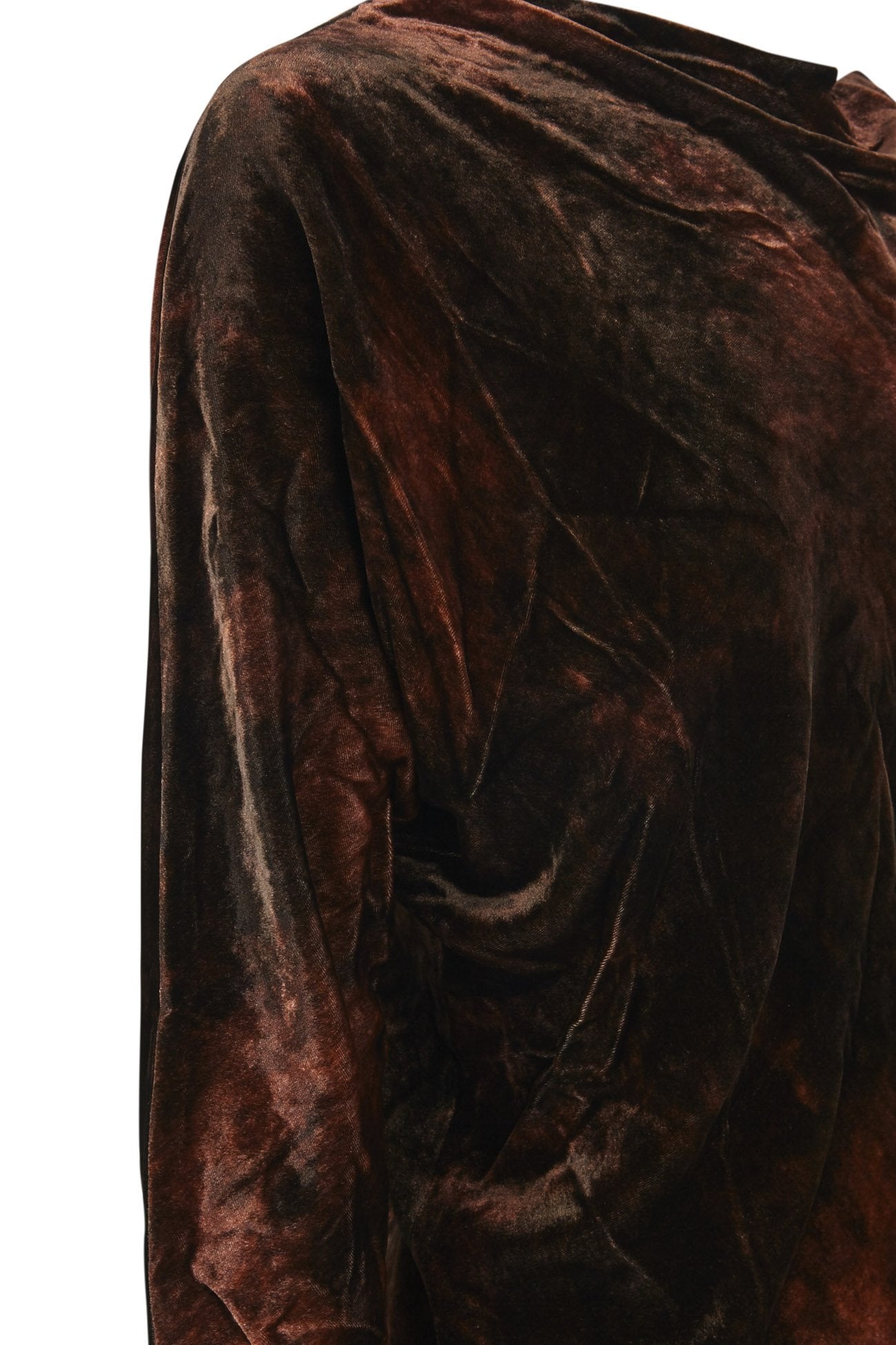 Angelina, asymmetric maltinto silk velvet top