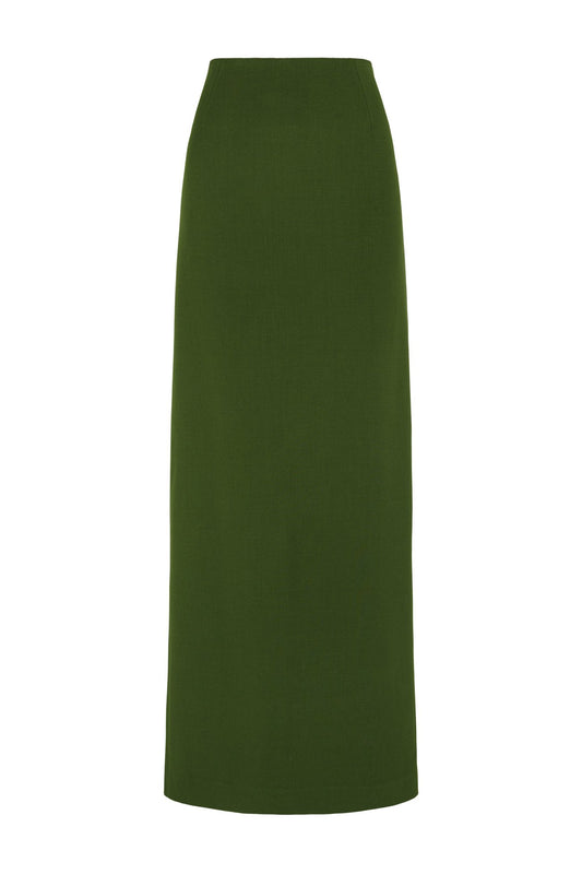 Sienna, long green skirt
