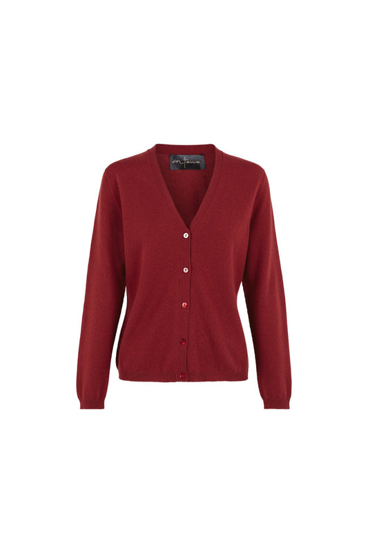 Viento, cárdigan en cachemir carmín