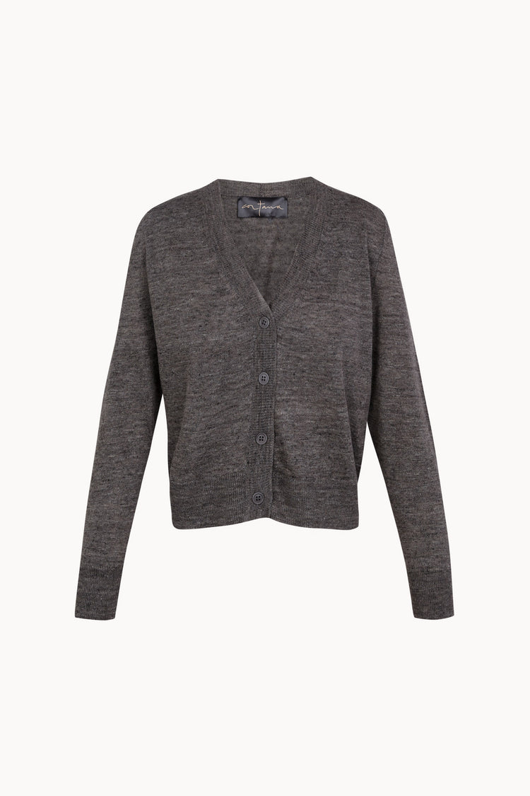 Ara, cardigan de punto de lino grafito melange