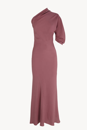 Aldara, vestido de seda asimetrico rosa
