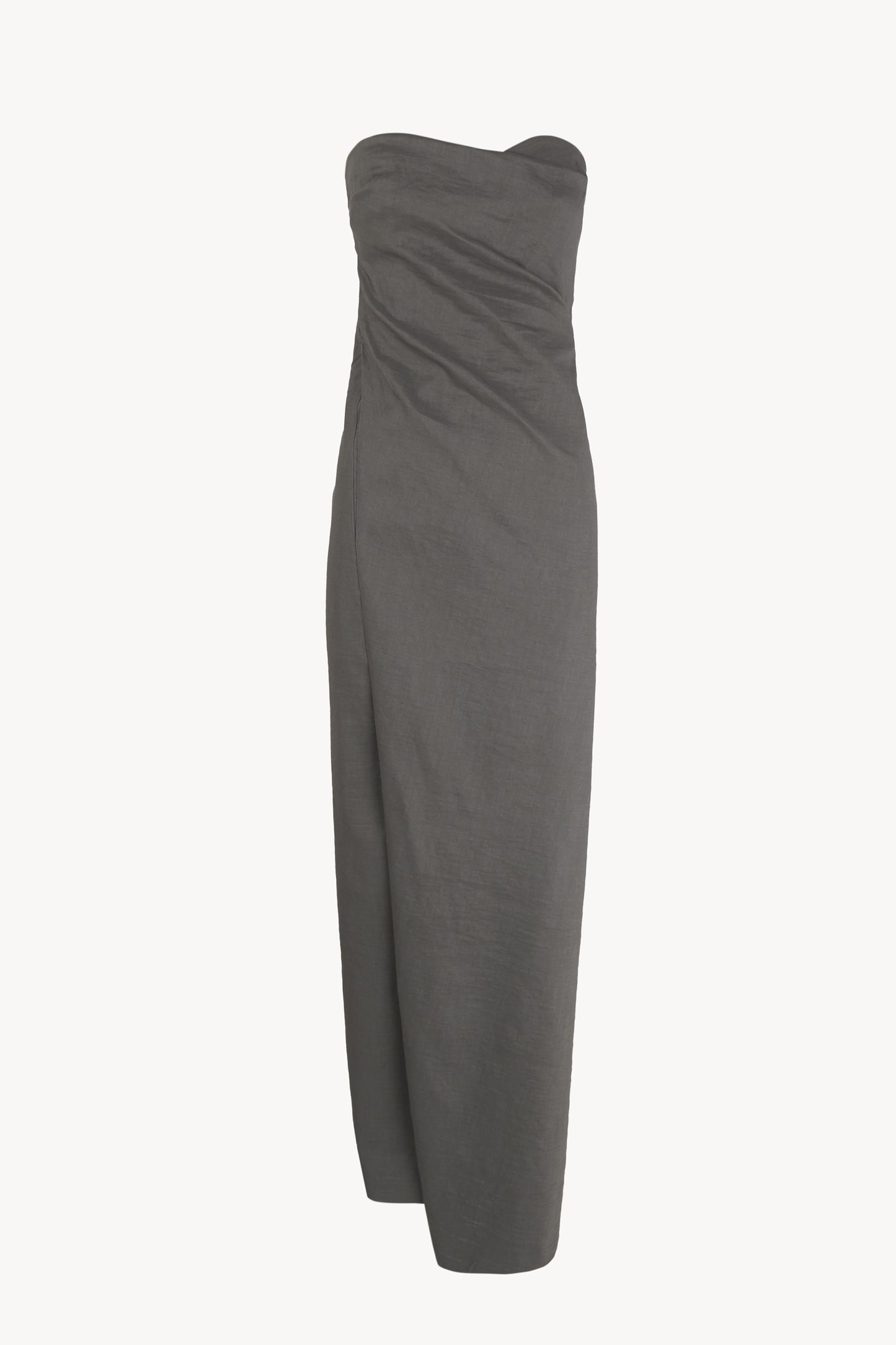 Brenna, vestido palabra de honor gris oscuro