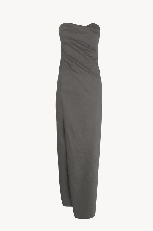 Brenna, vestido palabra de honor gris oscuro