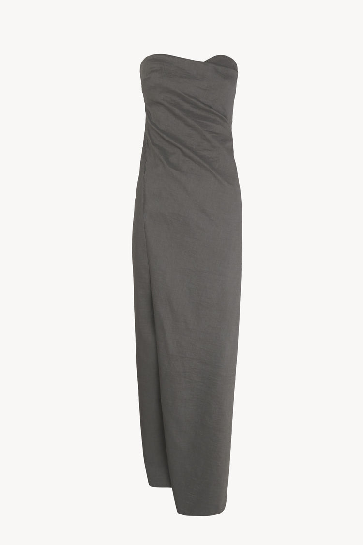 Brenna, vestido palabra de honor gris oscuro