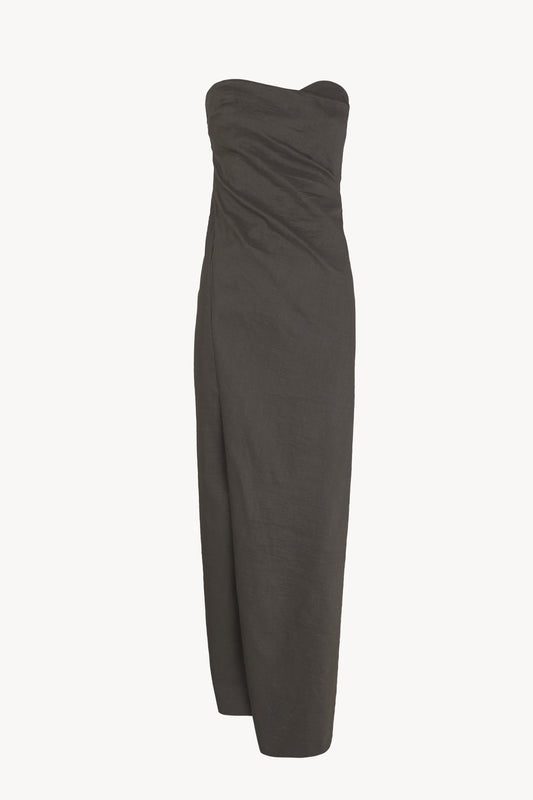 Brenna, vestido palabra de honor gris oscuro