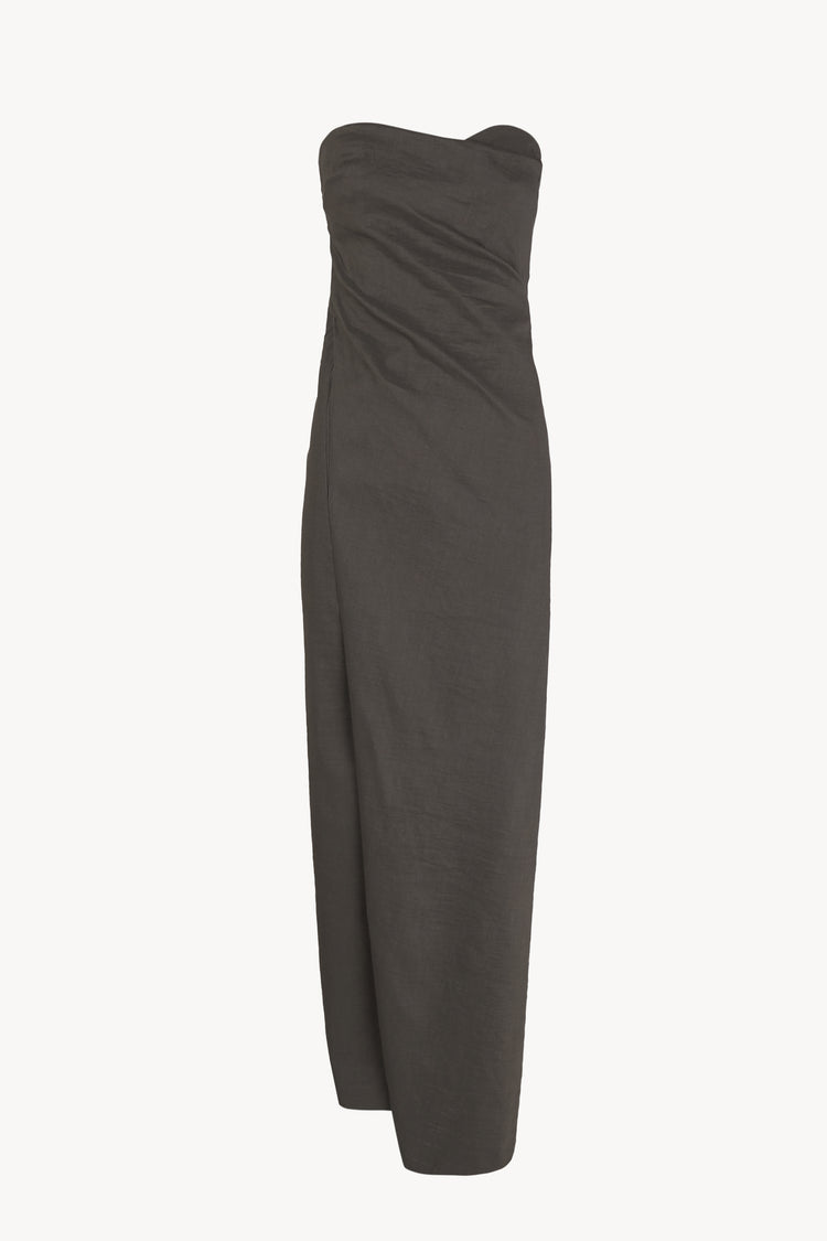 Brenna, vestido palabra de honor gris oscuro