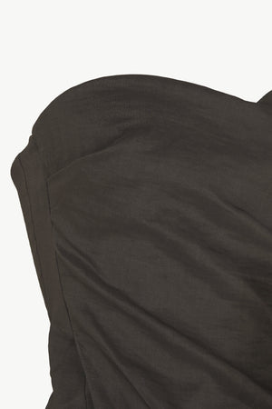 Brenna, dark grey strapless dress