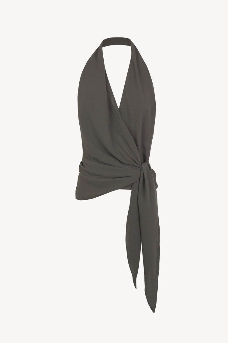 Cairo, dark grey silk halter top