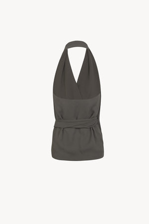 Cairo, top halter de seda gris oscuro