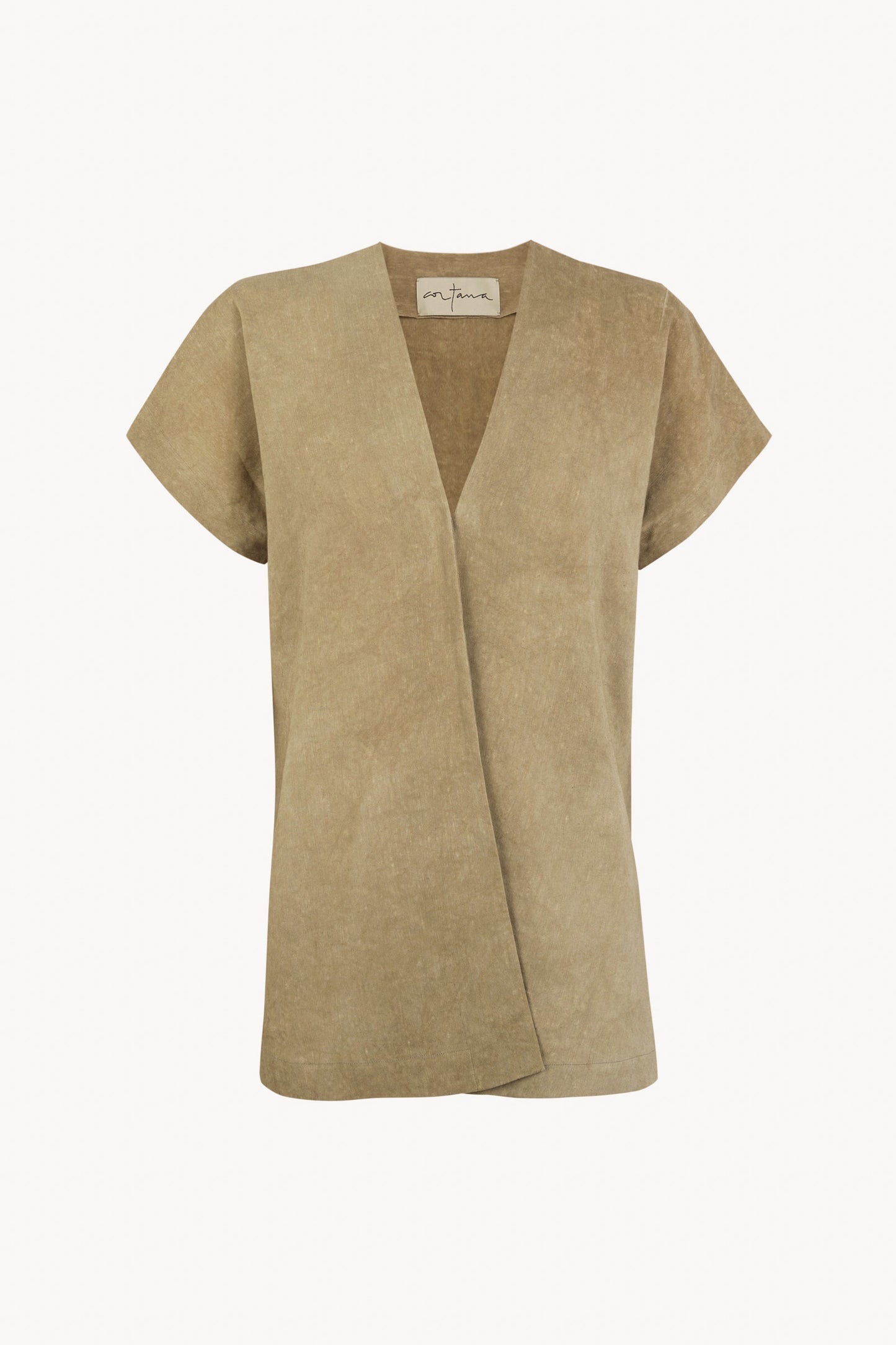 Cassian, top de lino marron claro maltinto