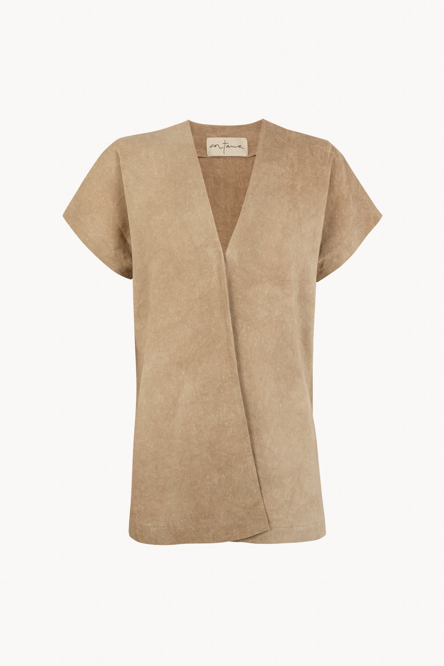 Cassian, top de lino marron claro maltinto