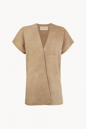 Cassian, top de lino marron claro maltinto