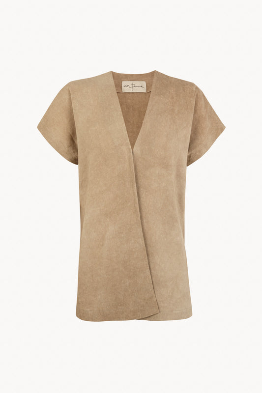 Cassian, top de lino marron claro maltinto