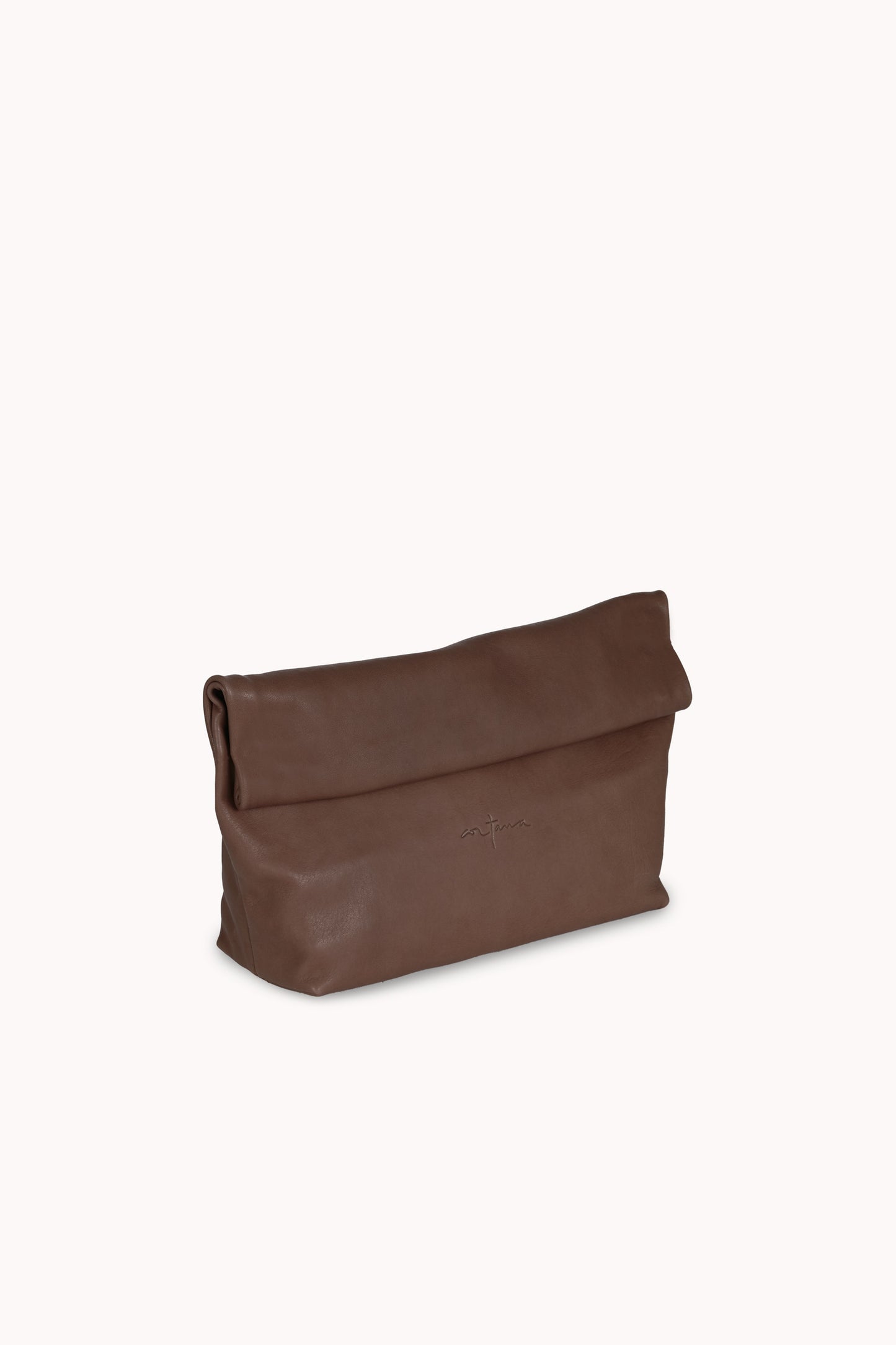 Delhi L, mocha beige leather clutch