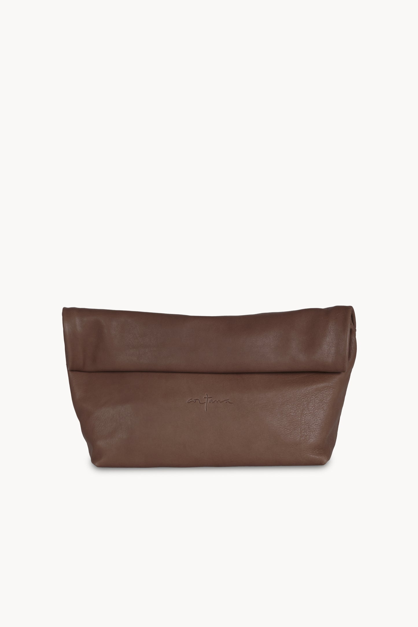 Delhi L, mocha beige leather clutch