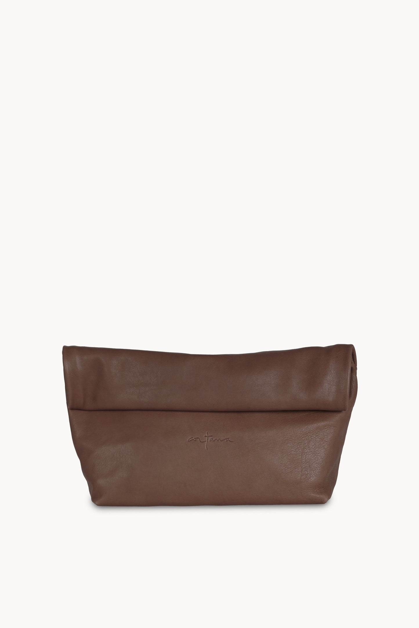 Delhi L, clutch grande de cuero mocha beige