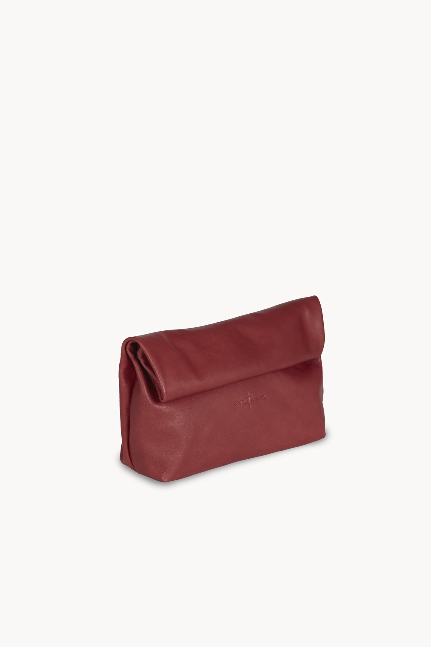 Delhi L, crimson red leather clutch
