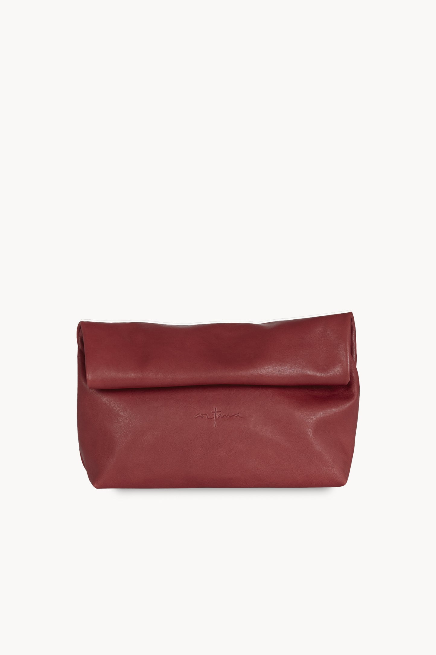 Delhi L, crimson red leather clutch