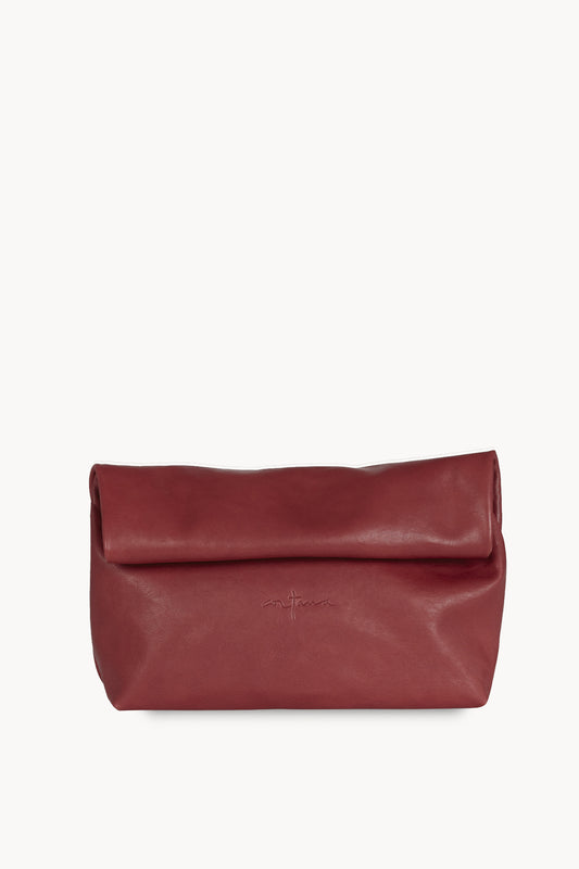 Delhi L, clutch grande de cuero rojo carmesi