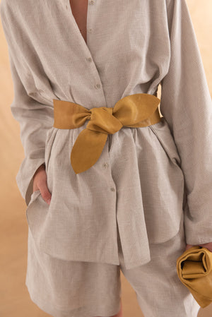 Jin 6, mustard leather knotted belt