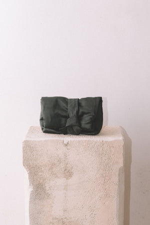 Delhi S, graphite clutch in viscose and linen