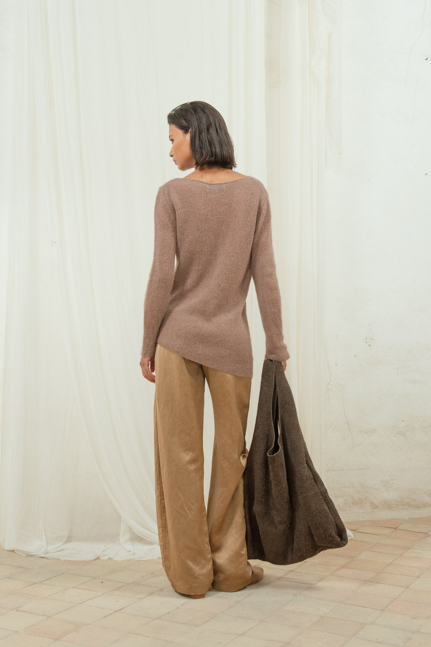 Lena, cocoa alpaca merino wool and silk jumper