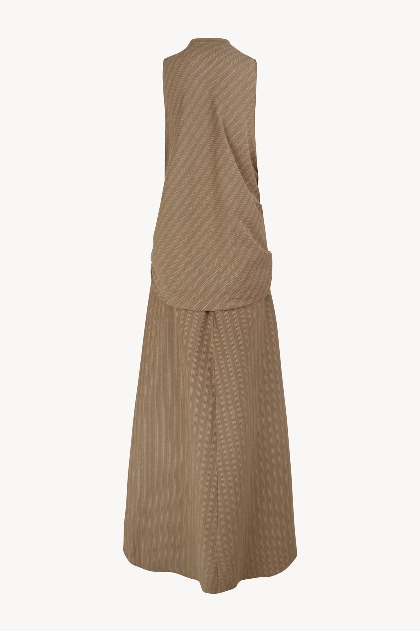 Edith, vestido de lino a rayas marron