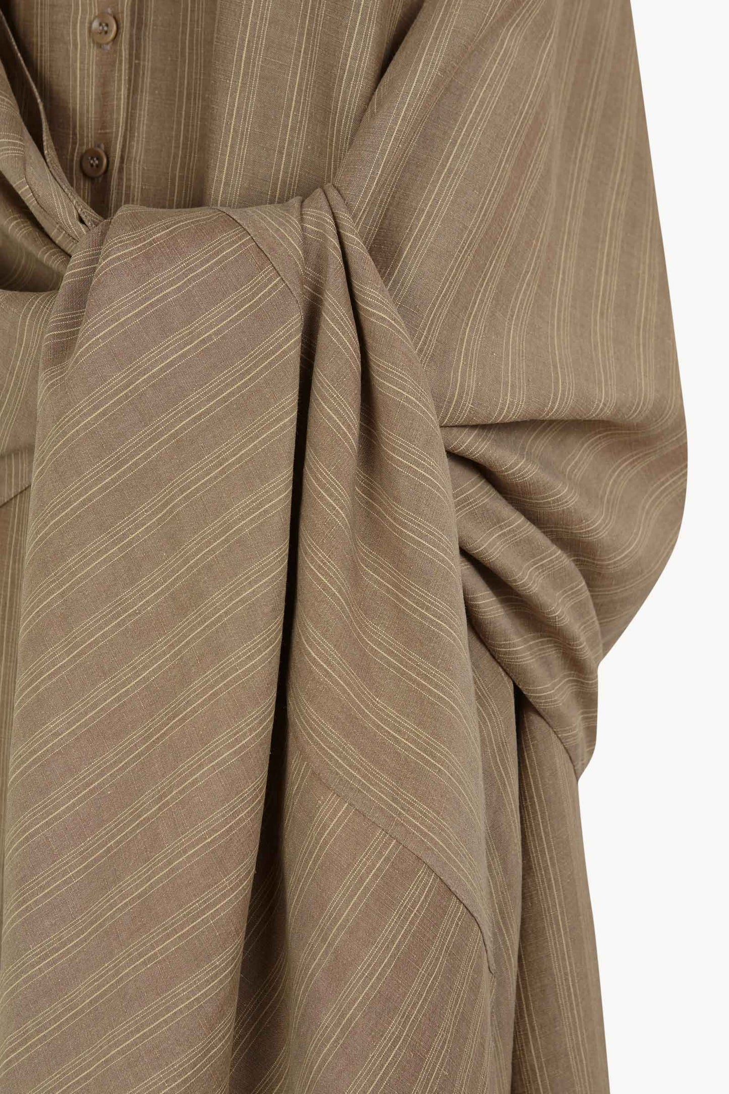 Edith, vestido de lino a rayas marron